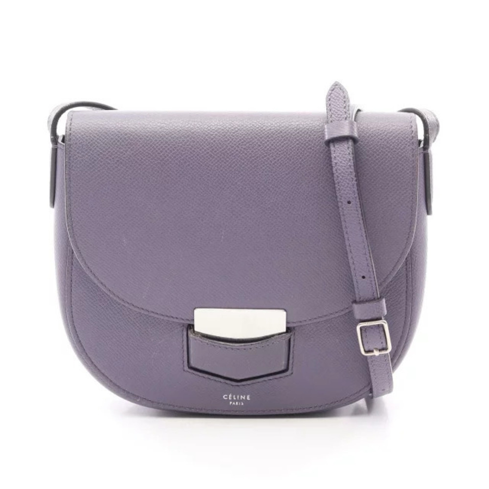 Celine Trotter Shoulder Bag Leather Purple